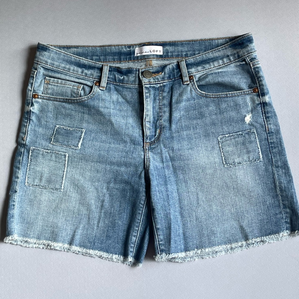 LOFT Boho Patchwork Denim Shorts Size 8/29